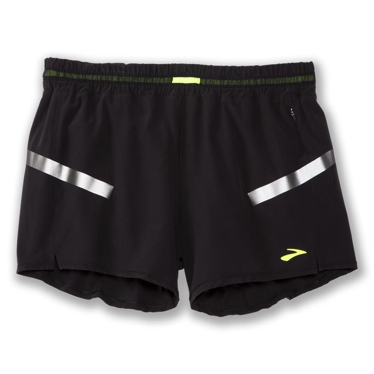 Brooks Carbonite 4 Running Shorts - Women's - Black/Nightlife/GreenYellow (13597-KBRS)